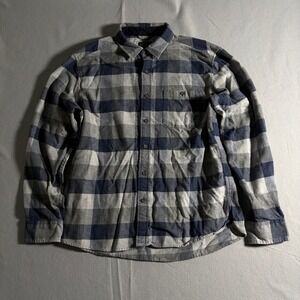 Pendleton Mens Large Blue Grey Buffalo Plaid Flannel Button Down Shirt L